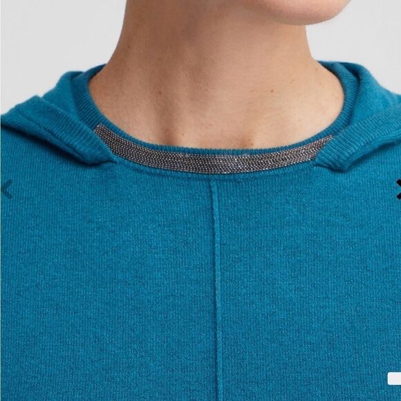 Chico’s Zenergy Cashmere Hooded Sweater teal - Picture 4 of 11